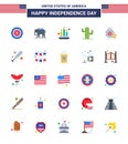 25 USA Flat Signs Independence Day Celebration Symbols of baseball; money; light; bag; american