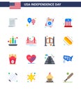 16 USA Flat Signs Independence Day Celebration Symbols of candle; kids; america flag; entertainment; wedding Royalty Free Stock Photo