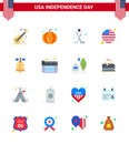 16 USA Flat Signs Independence Day Celebration Symbols of usa; ring; hokey; ball; flag