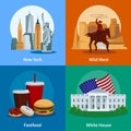 USA Flat 2x2 Icons Set Royalty Free Stock Photo