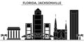Usa, Florida, Jacksonville architecture vector city skyline, travel cityscape with landmarks, buildings, isolated sights