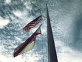 USA and Florida State Flag in a pole with sky. Photo image Royalty Free Stock Photo