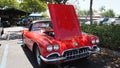 1957 red convertible Chevrolet Corvette front view Royalty Free Stock Photo
