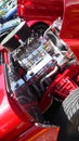 Red Custom ratrod shiniy chrome motor