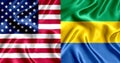 USA and Gabon flag silk