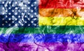 USA gay smoke flag, LGBT USA flag