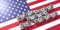 USA in German - wooden cubes and country flag Royalty Free Stock Photo