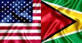 USA and Guyana flag silk Royalty Free Stock Photo