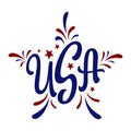 USA. Hand lettering patriotic text Royalty Free Stock Photo