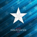 USA Happy Independence Day greeting card with silver star on blue background. 4th of july national holiday. Royalty Free Stock Photo