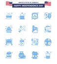 USA Happy Independence DayPictogram Set of 16 Simple Blues of house; party; american; day; balloons