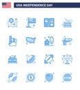 USA Happy Independence DayPictogram Set of 16 Simple Blues of independence; holiday; usa; drum; star