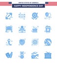 USA Happy Independence DayPictogram Set of 16 Simple Blues of saloon; bar; independece; party; celebrate