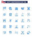 USA Happy Independence DayPictogram Set of 25 Simple Blues of usa; text; holiday; scroll; frise