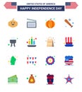 USA Happy Independence DayPictogram Set of 16 Simple Flats of cook; barbecue; pumpkin; usa; bat