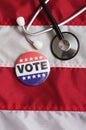 USA Heath Voting Pin on Flag Royalty Free Stock Photo