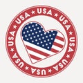 USA heart flag badge.