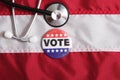 USA Heath Voting Pin on Flag Royalty Free Stock Photo