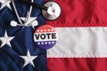 USA Heath Voting Pin on Flag Royalty Free Stock Photo