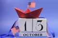 USA holiday, Happy Columbus Day, for the second Monday, 13 October celebration Save the Date calendar