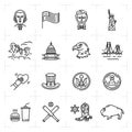 USA icon set, American culture icons. Thin line art design, Vector outline illustration Royalty Free Stock Photo