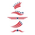 Usa icon set in red and blue. stars and stripes Royalty Free Stock Photo