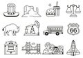 USA Icons and Design Elements in Line Art Royalty Free Stock Photo