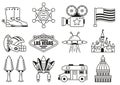 USA Icons and Design Elements in Line Art Royalty Free Stock Photo