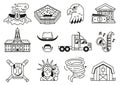 USA Icons and Design Elements in Line Art Royalty Free Stock Photo