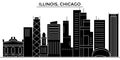 Usa, Illinois, Chicago architecture vector city skyline, travel cityscape with landmarks, buildings, isolated sights on Royalty Free Stock Photo