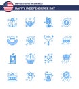USA Independence Day Blue Set of 16 USA Pictograms of american; eagle; flower; celebration; american