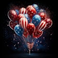 USA Independence Day. Composition of balloons and flags for a postcard or advertisement Royalty Free Stock Photo
