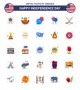 USA Independence Day Flat Set of 25 USA Pictograms of sport; hokey; usa; american; bloons