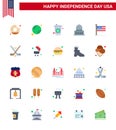 USA Independence Day Flat Set of 25 USA Pictograms of united; flag; bottle; usa; city