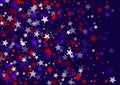 USA Independence Day July 4 stars flying vector banner background in American flag colors. Royalty Free Stock Photo