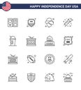 USA Independence Day Line Set of 16 USA Pictograms of limonade; america; usa; holiday; festivity