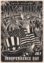 USA Independence Day monochrome poster