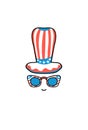 USA Independence Day Postcard. American Flag Hat Glasses Vertical Card. 4 July Greeting Card Royalty Free Stock Photo