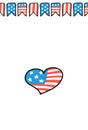 USA Independence Day Postcard. American Flag Ribbon Heart Vertical Card. 4 July Greeting Card