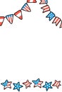 USA Independence Day Postcard. American FlagRibbon Banner With Text Place. 4 July Greeting Card