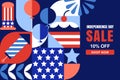 USA Independence Day sale banner, poster. 4th of July geometric pattern with American flag. Vector illustration Royalty Free Stock Photo