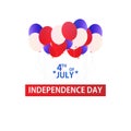 USA independence day 4 th july banner with balloons vector. Happy america celebration card illustration