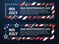 USA independence day. 4th of July set of frames for text. Modern art graphics. Dynamic horizontal frames, stylish background. Elem Royalty Free Stock Photo