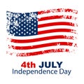 USA independence day, USA flag banner with grunge texture. Retro poster vector Royalty Free Stock Photo