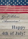 USA Independence greeting on weathered wood Royalty Free Stock Photo