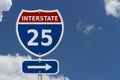 USA Interstate 25 highway sign