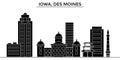 Usa, Iowa, Des Moines architecture vector city skyline Royalty Free Stock Photo