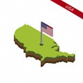 USA Isometric map and flag. Vector Illustration