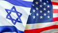 USA and Israel flags. 3D rendering Waving flag design. USA Israel flag, wallpaper. USA Israel image. US Jerusalem relations war