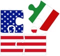 USA - Italy : puzzle shapes with flags